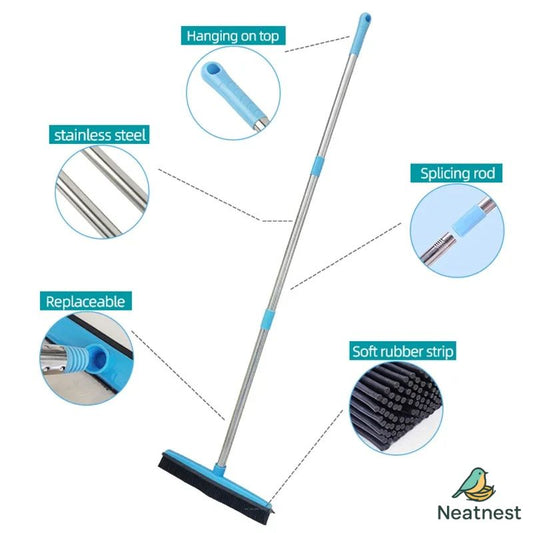 Neatnest™ Rubber Broom – Pet Hair & Dust Remover with Squeegee